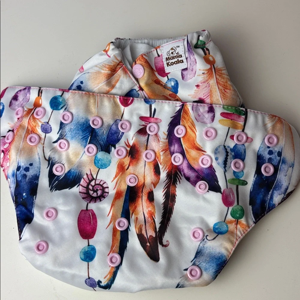 NEW Mama Kuala Feather Print Diaper Cover with MK Insert